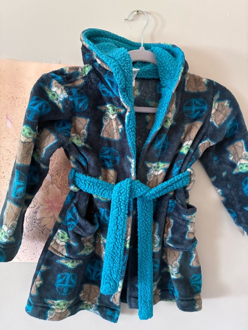 Star Wars Kids Plush Hooded Robe with Baby Yoda - Teal & Navy